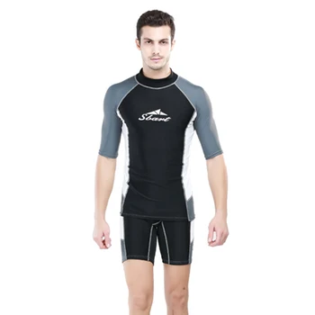 Новая мужская модная солнцезащитная одежда, футболка с короткими рукавами и разрезом, Одежда для водных видов спорта, пляжного плавания, сноркелинга, серфинга