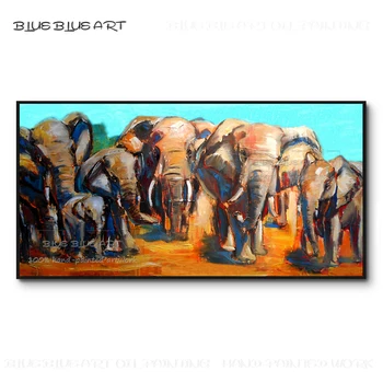 Новые поступления, ручная роспись, Высококачественная абстрактная акриловая картина в виде слона, Уникальное настенное искусство, абстрактные животные, картина в виде слонов