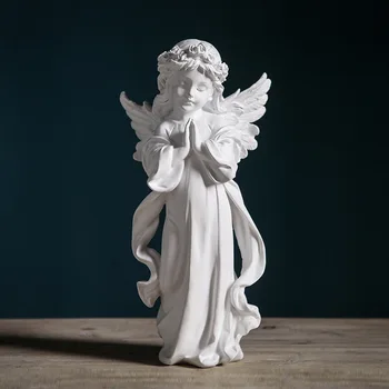 статуэтки ангелов для домашнего декора, Садовые фигурки, украшения для дома, статуя Ангела, белый