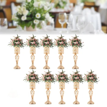 10 Романтических свадебных ваз для цветов с хрустальными бусинами, металлические столешницы 50 см в Высоту