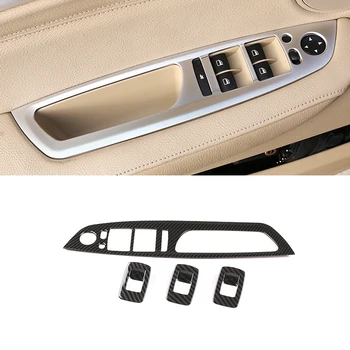 Для BMW X5 X6 E70 E71 2008-2012 2013 4 шт. Текстура Из Углеродного Волокна, Автомобильная Внутренняя Дверная Ручка, Оконная Панель, Кнопка Включения, Накладка
