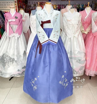 Женский Ханбок, Корейский оригинальный импортный Ханбок с ручной вышивкой, свадебный приветственный Ханбок