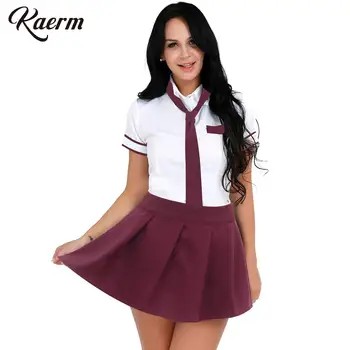 Женская школьная форма для школьниц, рубашка с коротким рукавом, юбка в клетку и галстук, сексуальный костюм для Косплея в стиле Аниме, комплекты лидеров чирлидинга