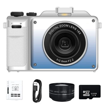 48-мегапиксельная цифровая камера для видеоблогинга, Видеокамера для фотосъемки Спереди и сзади, Селфи с двумя объективами, Видеомагнитофон 18X 4K, веб-камеры YouTube
