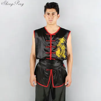 Одежда для кунг-фу, традиционная одежда для ушу, китайский костюм дракона, униформа для кунг-фу, мужская форма для кунг-шаолиня без рукавов Q119