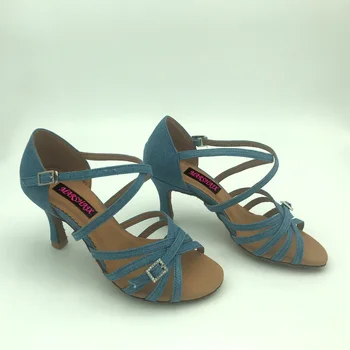 Женская обувь для латиноамериканских танцев на каблуке 7,5 см, обувь для сальсы, обувь для бальных танцев, практичная обувь, удобная обувь MS6220JS на низком каблуке