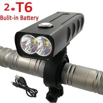 USB Перезаряжаемый велосипедный фонарь 2500LM XML T6 светодиодный велосипедный фонарь 18650 со встроенным аккумулятором, передний велосипедный фонарик для ночного отдыха