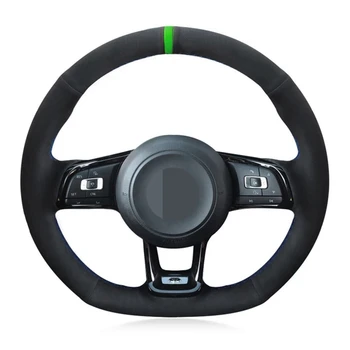 Нескользящая Черная Замшевая Крышка Рулевого колеса Автомобиля DIY Для Volkswagen VW Golf 7 GTI Golf R MK7 VW Polo GTI Scirocco 2015 2016