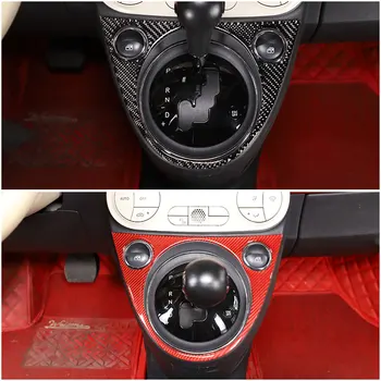 Для Fiat 500 2011-2019 Автомобильная панель переключения передач из настоящего Углеродного волокна, накладка на Центральную консоль, Наклейка для отделки, автомобильные Аксессуары, Мягкий Углерод