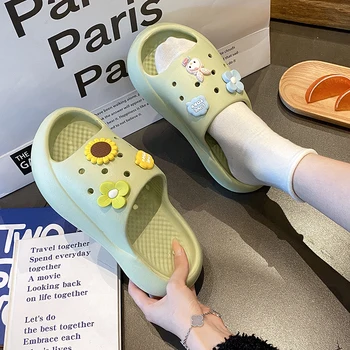 Женские Уличные милые тапочки,2023 НОВЫЕ сандалии на платформе в картонной упаковке, увеличивающие вес женской обуви