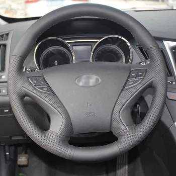 Новая противоскользящая Черная кожаная накладка на рулевое колесо для Hyundai Sonata 8th 2011-2014