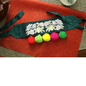 Пояс для аксессуаров Hanbok Детское украшение на талию, вышитый вручную пояс с пятью Благословениями
