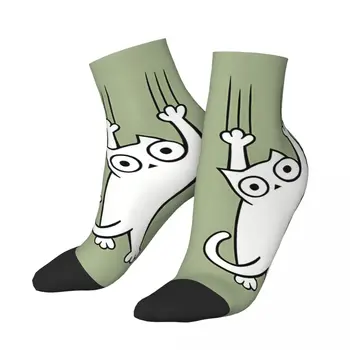 Cat HELP ME Мужские носки до щиколотки Унисекс с рисунком Харадзюку, подарок с сумасшедшим низким носком