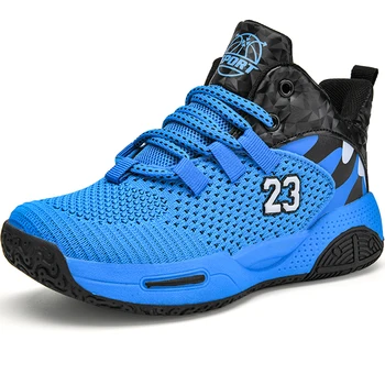Детская брендовая высококачественная баскетбольная обувь для мальчиков, нескользящий верх на толстой подошве, детские кроссовки, спортивная обувь для девочек, тренерские ботинки, корзина