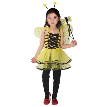 Детские костюмы пчелы с крылышками для девочек, костюм Ангела для косплея на Хэллоуин