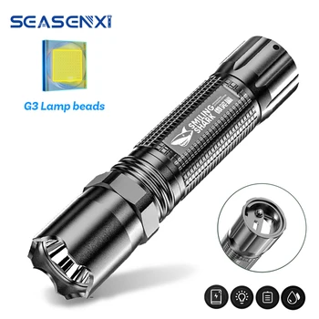 SEASENXI ABS G3 Светодиодный фонарик Mini USB Перезаряжаемый фонарик с батареей 18650 IPX6 Водонепроницаемый Фонарик Портативный фонарь для лагеря