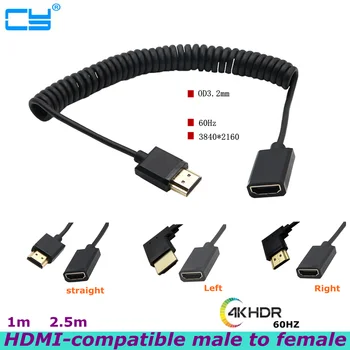 Новый HDMI-совместимый Удлинитель для мужчин и женщин с Пружинным натяжением 90 Градусов, Обжатый Гибкий Тонкий кабель Длиной 4K * 2K при 60 Гц