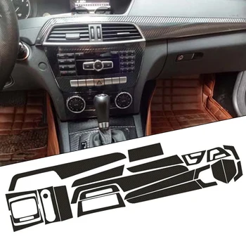 Наклейки с рисунком автомобиля из углеродного волокна, внутренняя отделка, наклейки для Mercedes Class C W204 5D, Набор для приборной панели автомобиля, наклейки, Аксессуары