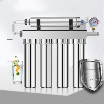 Бытовой прямой очиститель питьевой воды для кухни, Предварительный фильтр для крана, пятиступенчатая ультрафильтрация, корпус из нержавеющей стали