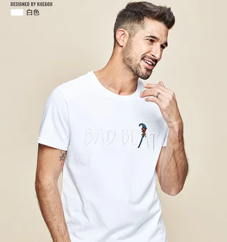 Мужская футболка с коротким рукавом DZ012Q, мужская хлопковая футболка с круглым вырезом и буквенной вышивкой на половине рукава.