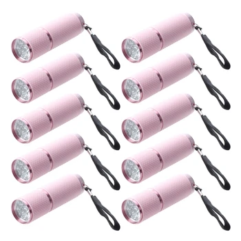 10X Уличный мини-фонарик с розовым резиновым покрытием из 9 светодиодов