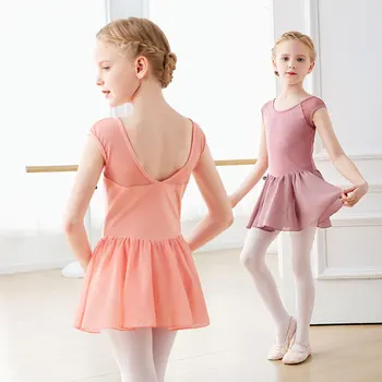 Балетное платье для девочек, шифоновое платье, танцевальное платье-трико, хлопковое танцевальное платье без рукавов для девочек