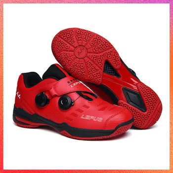 Кроссовки для бадминтона LEFUS PRO с быстрым шнурованием, Большие размеры 36-45, противоскользящие волейбольные кроссовки с вращающейся пряжкой, автоматические кроссовки для настольного тенниса со шнуровкой
