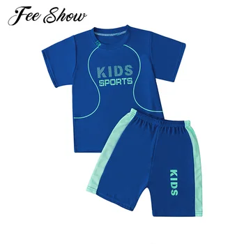 Повседневная одежда для баскетбола и футбола Для мальчиков и девочек, спортивный костюм, быстро сохнущий Дышащий топ с короткими рукавами, шорты, спортивные комплекты, Спортивная одежда