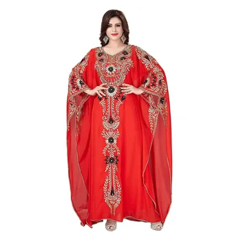 Красные Дубайские Марокканские Кафтаны, одежда для вечеринок, Халат, Макси-кафтан, Женское платье, Модный тренд