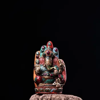Коллекция Тибетского храма 6 дюймов, Старинный Бронзовый Контур, золотая Мозаика, Драгоценный камень, Бирюза, Бергамот, Зал Поклонения Будде ГАНЕШЕ, Городской дом