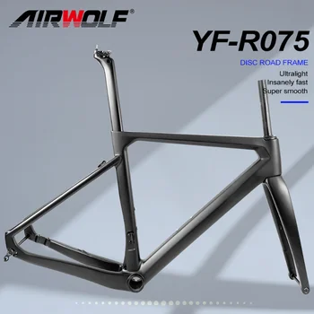 Рама для шоссейного велосипеда AIRWOLF T1100 BB386 Рама для шоссейного дискового тормоза из углеродного волокна, 700x30c с карбоновой вилкой Гарантия 2 года