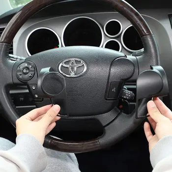 Для Toyota Tundra 07-13 ABS матовый черный/углеродное волокно, кнопка рулевого колеса автомобиля, рамка, накладка, наклейка, аксессуары для интерьера автомобиля