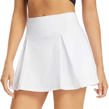 Женская теннисная юбка для йоги с высокой талией, Дышащая юбка для бега и фитнеса, Плиссированная теннисная юбка, быстросохнущая теннисная юбка с карманами, Брюки