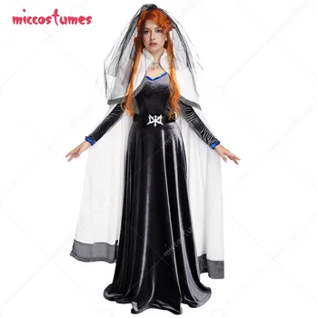 Женский костюм для косплея, Халат с плащом и вуалью, костюмы на Хэллоуин для женщин, Маскарадный костюм