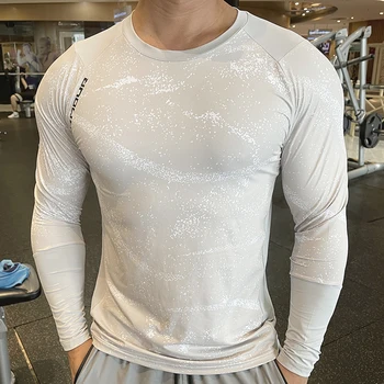 Быстросохнущая футболка для спортзала с длинным рукавом, мужская футболка для фитнеса, Спортивная футболка для бега, бодибилдинга, облегающие футболки, одежда для тренировок в беге