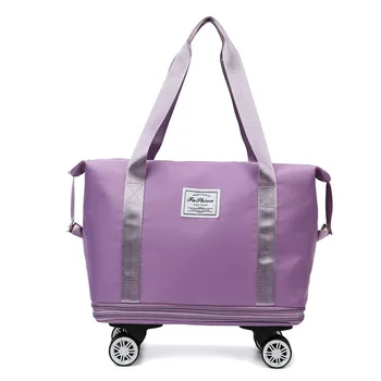 Складная дорожная сумка, водонепроницаемая расширяемая спортивная сумка, большая емкость для хранения, многофункциональный рюкзак для спортзала с колесом