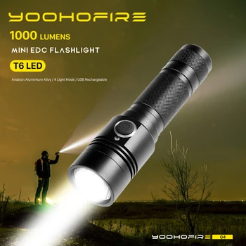 YoohoFire G4 Светодиодный мини-фонарик USB, перезаряжаемая лампа T6, карманный фитиль, Портативный мощный фонарь для кемпинга, аварийное наружное освещение