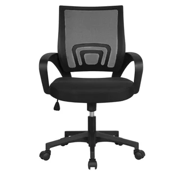 Офисное кресло Smile Mart с регулируемой средней спинкой и поворотными подлокотниками, черное