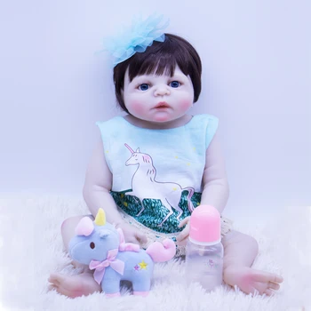 Кукла Реборн Изысканная девочка-Единорог 55 см, силиконовое тело, может принимать ванну, подарок для детей, игровой дом, игрушка 