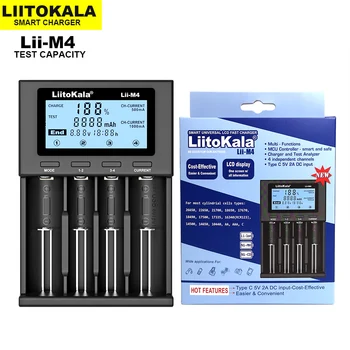 LiitoKala Lii-M4 может проверить емкость аккумулятора зарядного устройства, общий ЖК-дисплей 5V Smart Charger составляет 26650 18650 21700 18500 AA AAA