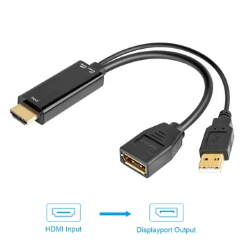 Кабель-адаптер HDMI-DisplayPort 4K Converter с питанием от USB