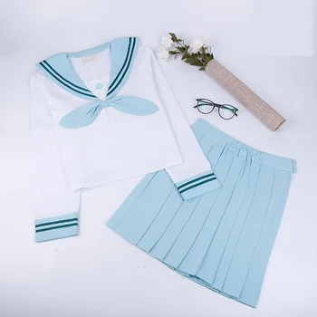 Японская школьная форма аниме COS, костюм моряка, топы + галстук-бабочка + юбка, студенческая одежда в стиле JK Navy для девочек с коротким рукавом