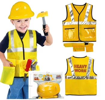 Детский Костюм Пожарного-строителя для Косплея, костюм маленького Пожарного для мальчика, Детские Костюмы для Карнавала на Хэллоуин для мальчиков