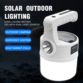 Фонарь для кемпинга, Пеший Туризм, Солнечная/USB светодиодная аварийная лампа, Портативный ручной фонарь с вешалкой, защитный осветительный фонарик