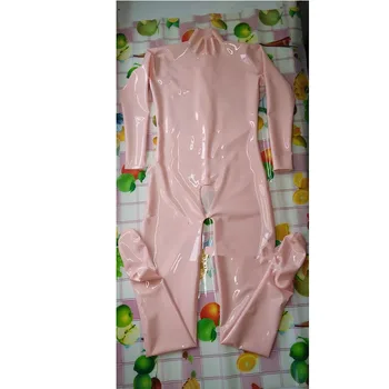 Латексный комбинезон Детский Розовый с застежкой-молнией сзади, резиновый боди ручной работы, комбинезон для мужчин, Одежда по индивидуальному заказу
