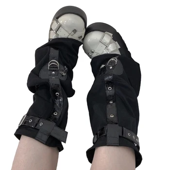 Y2k Бандажные Длинные Носки, Гетры в готическом стиле, Носки для девочек в стиле панк, Японская Уличная одежда, Гетры до колена, высокие носки