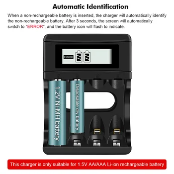 USB-умное зарядное устройство для литиевой аккумуляторной батареи 1,5 В AA AAA с интеллектуальным светодиодным индикатором Зарядное устройство с 4 слотами