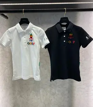 Женские рубашки поло для гольфа, летние женские модные рубашки с коротким рукавом, высококачественный цветной логотип, одежда для пар для гольфа W222151