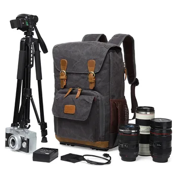 Холщовая сумка для фотоаппарата Canon, водонепроницаемая сумка для фотоаппарата, вощеный холст, зеркальный микро-рюкзак для цифровой камеры