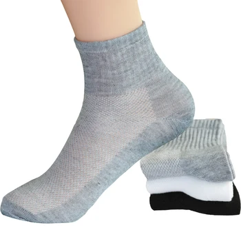 Мужские носки в стиле лето-осень, сетчатые дышащие деловые хлопковые мужские белые Черные серые Модные повседневные короткие носки, женские носки